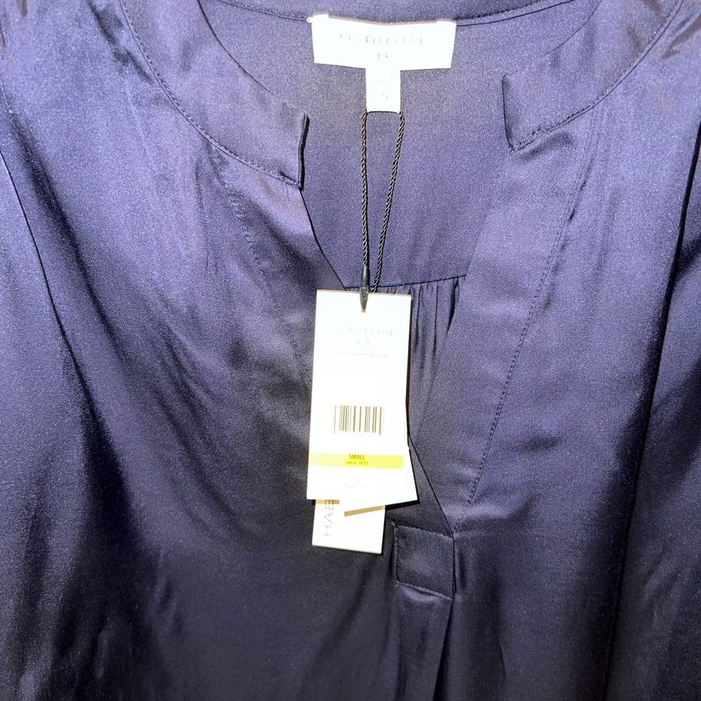 Habitual Navy Flowy Satin Blouse